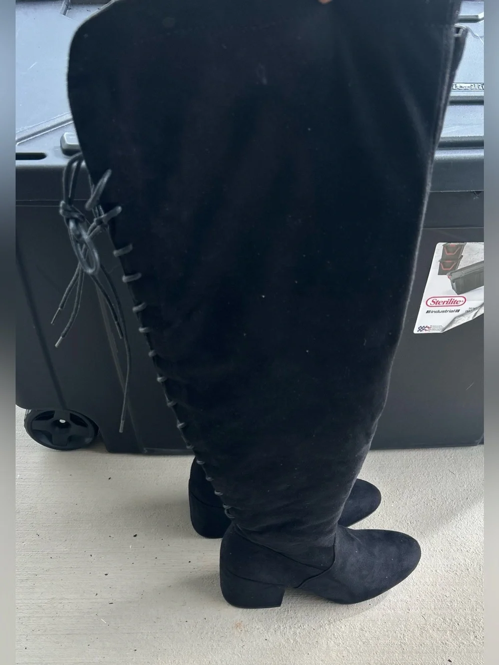 Black Over-the-Knee Lace-Up Women's Boots